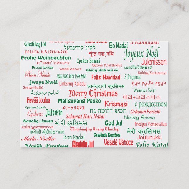 Peace Coexist Happy Merry Christmas Many Languages Business Card (Front)