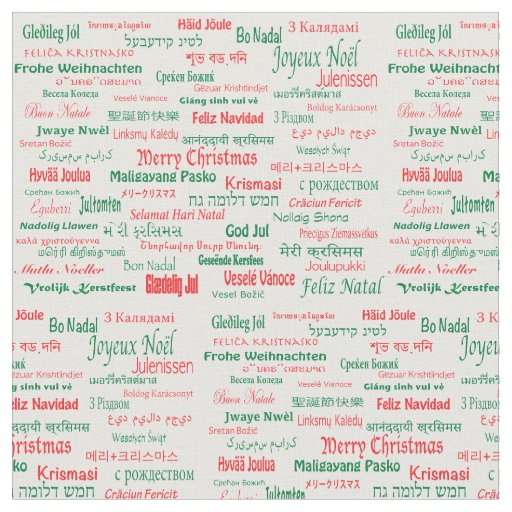 Peace Coexist Happy Merry Christmas Many Languages Fabric