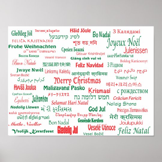 Peace Coexist Happy Merry Christmas Many Languages Poster | Zazzle.com