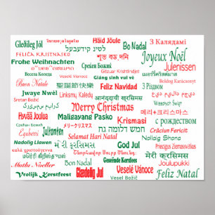 Peace Coexist Happy Merry Christmas Many Languages Poster