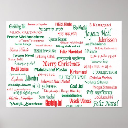 Peace Coexist Happy Merry Christmas Many Languages Poster