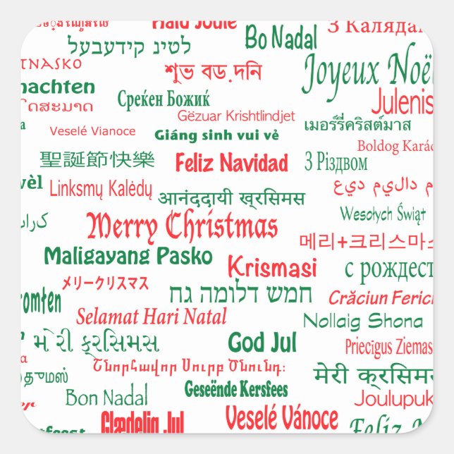 Peace Coexist Happy Merry Christmas Many Languages Square Sticker (Front)