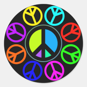 PEACE COLOR WHEEL CLASSIC ROUND STICKER
