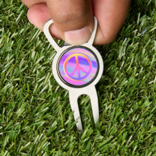 Peace Colorful Purple Golf Ball Marker Divot Tool