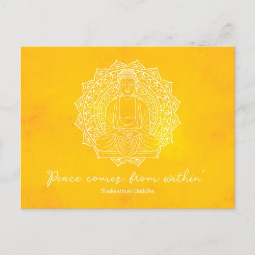 Peace Comes From Within Shakyamuni Buddha Yellow Postcard