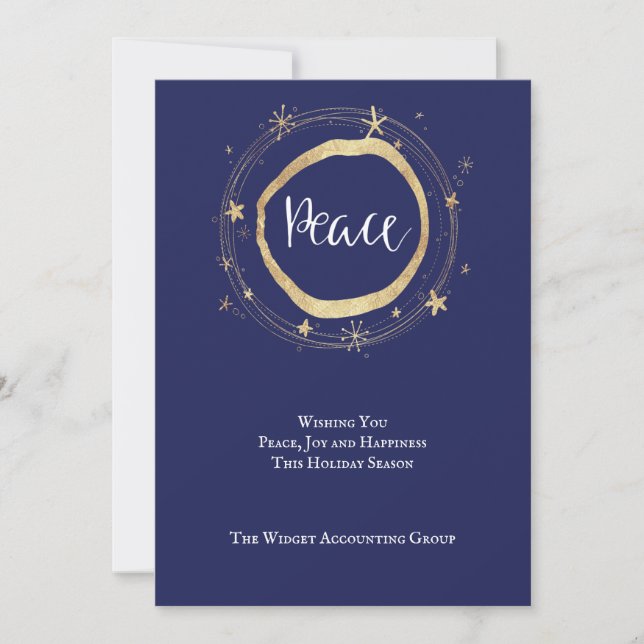 Peace Corporate Blue Professional Holiday Card (Front)