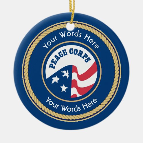 Peace Corps Universal Rope Shield Ceramic Ornament