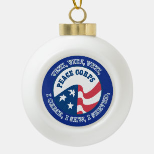 Peace Corps VVV Shield Ceramic Ball Christmas Ornament