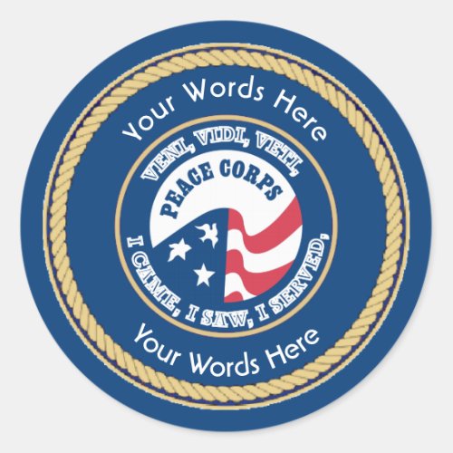 Peace Corps VVV Universal Shield Classic Round Sticker