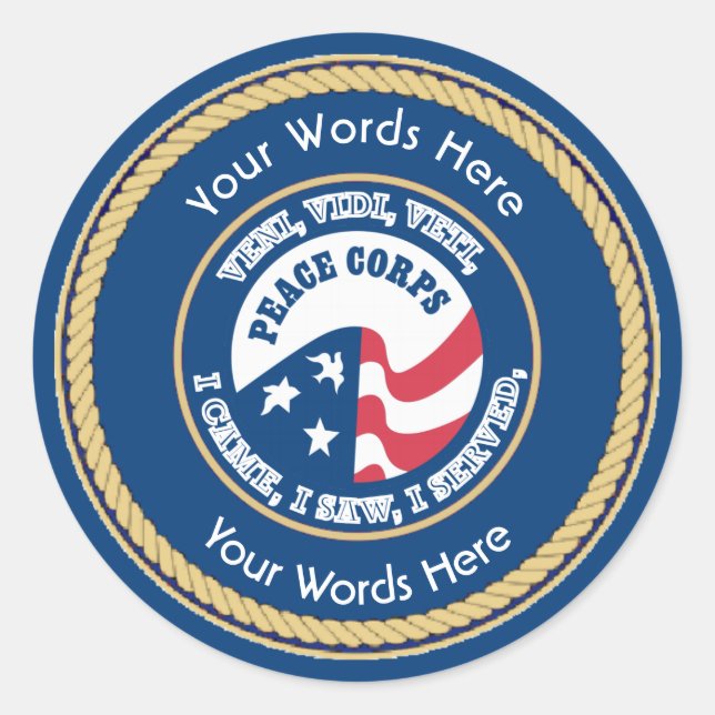 Peace Corps VVV Universal Shield Classic Round Sticker (Front)