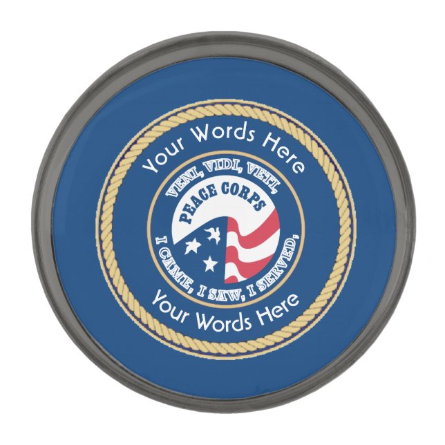 Peace Corps VVV Universal Shield Gunmetal Finish Lapel Pin (Front)