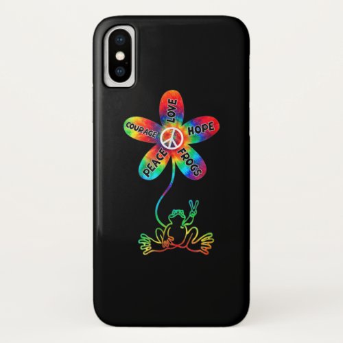 Peace Courage Love Hope Frogs Hippie iPhone X Case