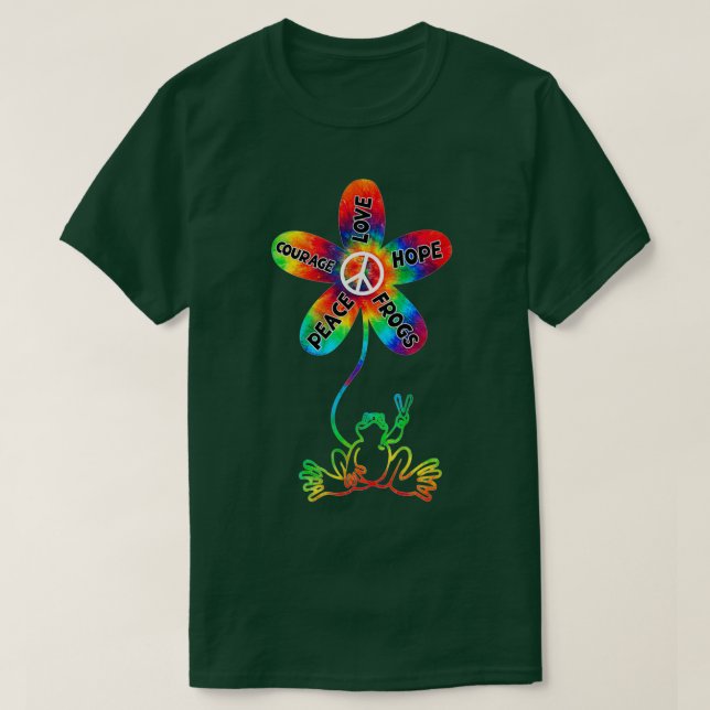 Peace Courage Love Hope Frogs Hippie Gift  T-Shirt (Design Front)
