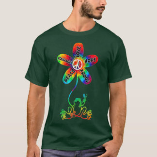 Peace Courage Love Hope Frogs Hippie Gift T-Shirt