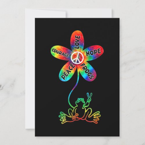 Peace Courage Love Hope Frogs Hippie Invitation