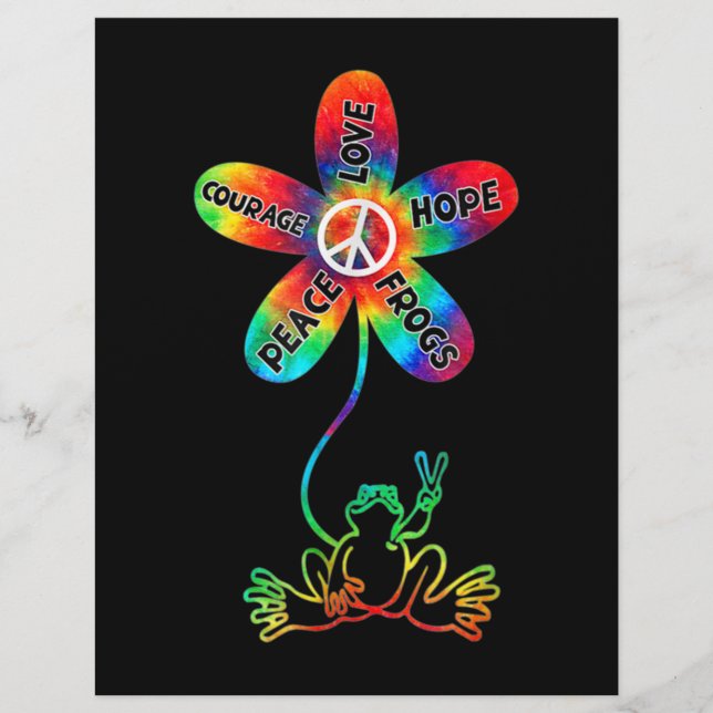 Peace Courage Love Hope Frogs Hippie Letterhead (Front)