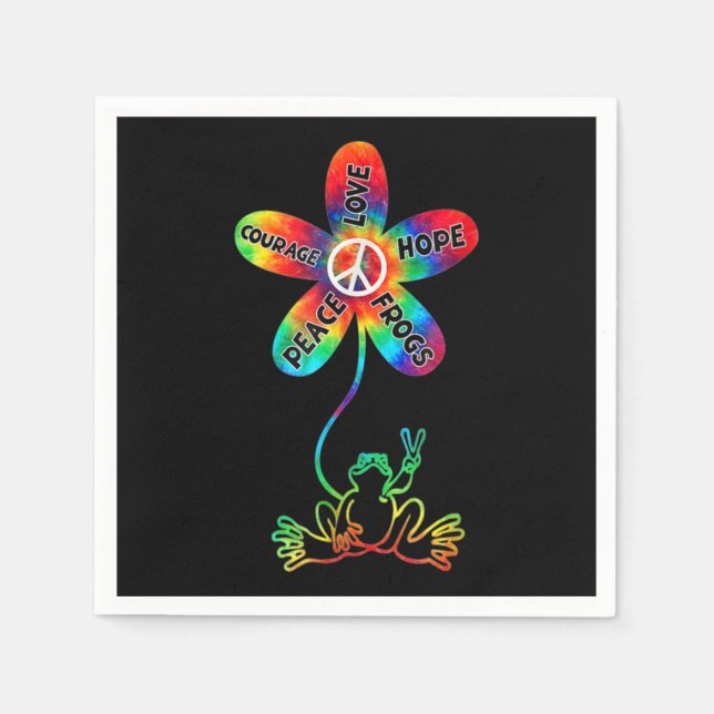 Peace Courage Love Hope Frogs Hippie Napkins (Front)
