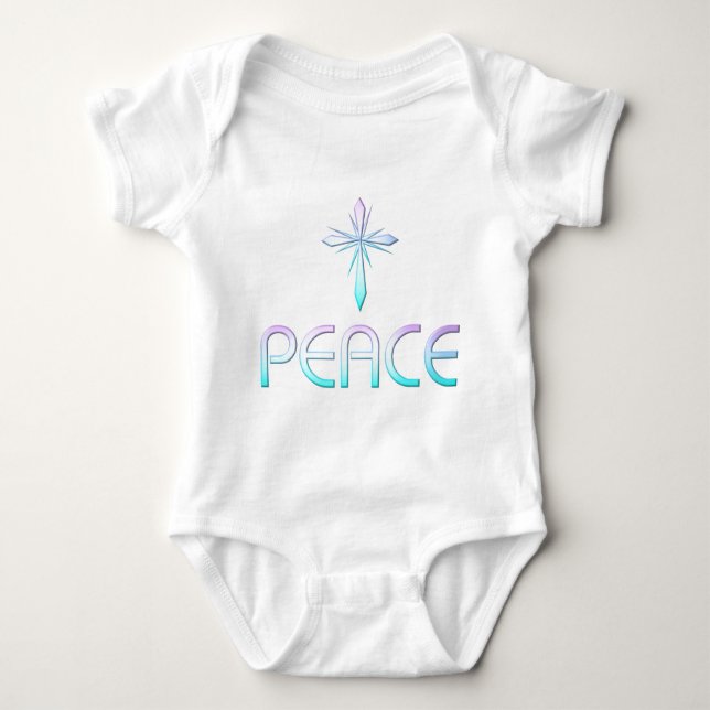 Peace Cross Christian Baby Bodysuit (Front)