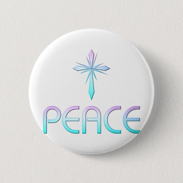 Peace Cross Christian Pinback Button (Front)
