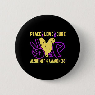Peace Cure Love Alzheimer´s Awareness Button