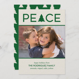 Peace Custom Photo Holiday Tree Green Beige