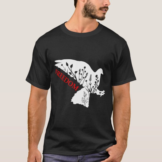 Peace Dom White Dove Says Dom Usa Red Dom Saying  T-Shirt (Front)