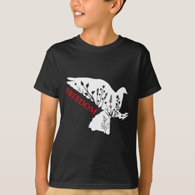 Peace Dom White Dove Says Dom Usa Red Dom Saying  T-Shirt (Front)