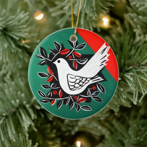 Peace Dove ØÙØÙØ ØÙØÙØÙ No War Only Peace Ceramic Ornament