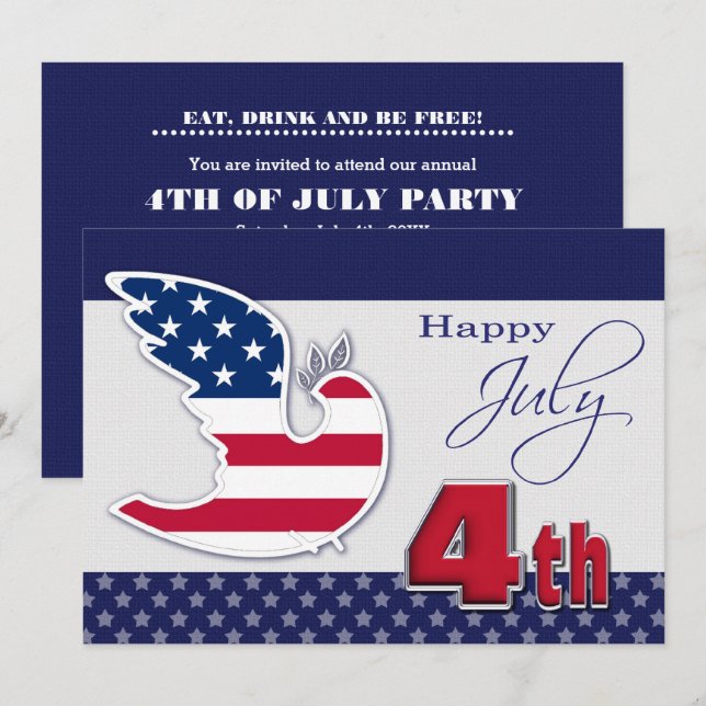 Peace Dove 4th of July Party | Event  Invitation (Front/Back)