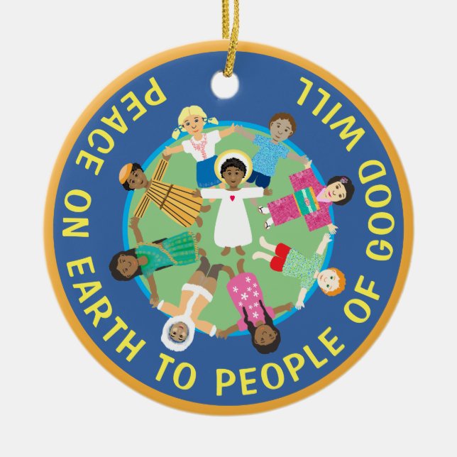 Peace dove and Jesus Peace  Ceramic Ornament (Front)