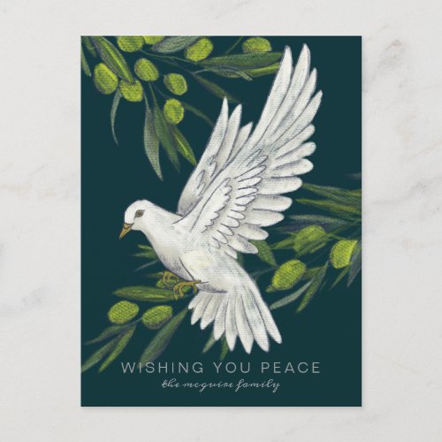 Peace Dove and Olive Branches Holiday Postcard