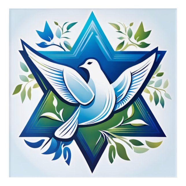Peace Dove and Star of David Acrylic Print (Front)