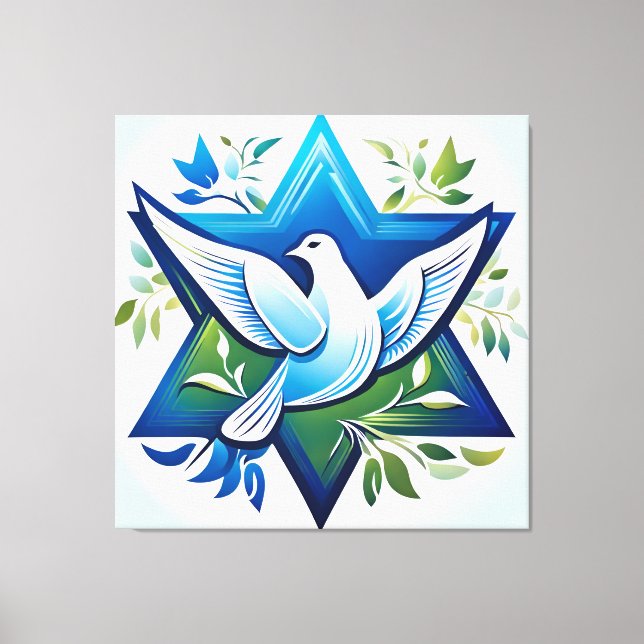 Peace Dove and Star of David Canvas Print (Front)