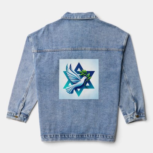 Peace Dove and Star of David Denim Jacket