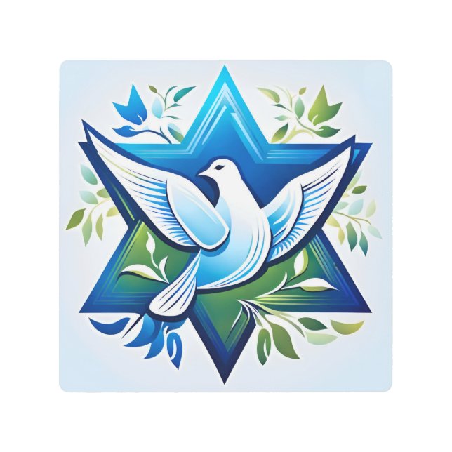 Peace Dove and Star of David Metal Print (Front)