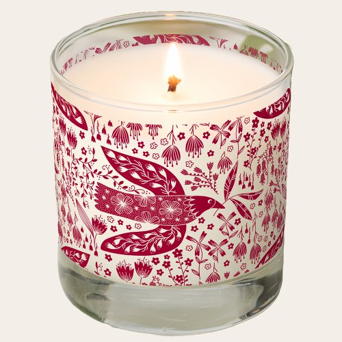 Peace Dove Bird Red and White Scented Candle