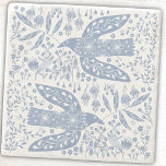 Peace Dove Birds and Wildflowers Blue Stone Coaster<br><div class="desc">Dusty blue and white peace doves and wild flowers decorate this pretty design. Original art by Nic Squirrell.</div>
