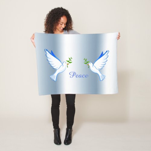 Peace Dove Blue Fleece Blanket