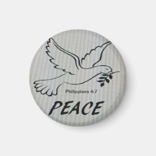 Peace Dove Button with scripture Magnet