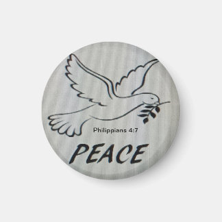 Peace Dove Button with scripture Magnet