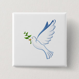 Peace dove cartoon pinback button