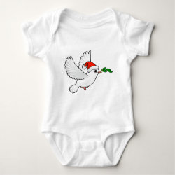 Cute Peace Dove with Santa Hat Baby Jersey Bodysuit