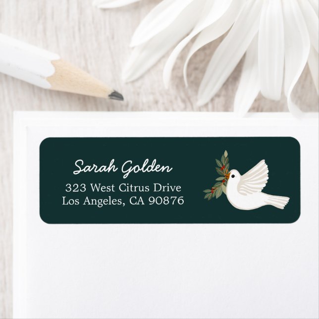 Peace Dove Christmas CUSTOM Mailing Return Address Label (Insitu)