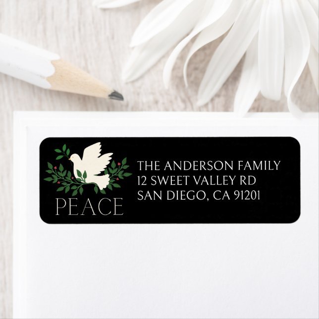 Peace Dove Christmas Holiday Label (Insitu)