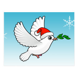 Cute Peace Dove with Santa Hat Postcard