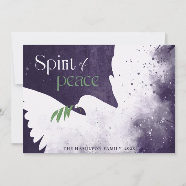 Peace Dove Deep Purple Holiday Card (Front)