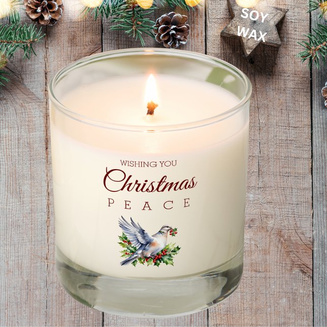 Peace Dove Family Photo Gift Holly Christmas   Scented Candle (Creator Uploaded)