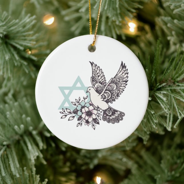 Peace Dove For Israel Ceramic Ornament (Tree)