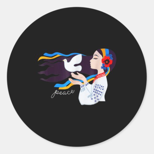 peace dove girl Support Ukraine Stand With Ukraini Classic Round Sticker