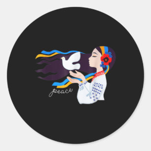 peace dove girl Support Ukraine Stand With Ukraini Classic Round Sticker